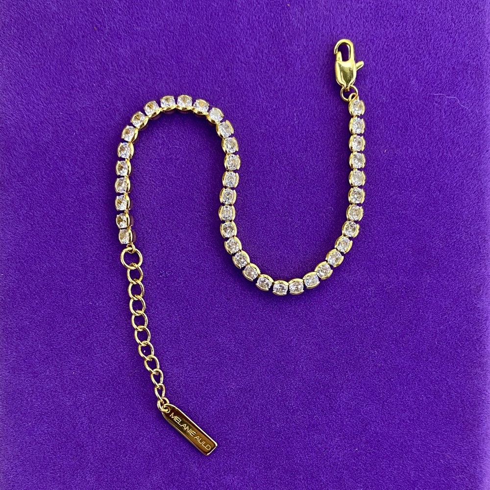 💛 Melanie Auld Gold Plated CZ Tennis Bracelet | Minimal Luxe | Designer
